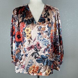 Pankaj & Nidhi Anthropologie Embellish Giverny Blouse Top Size Small Pink Floral